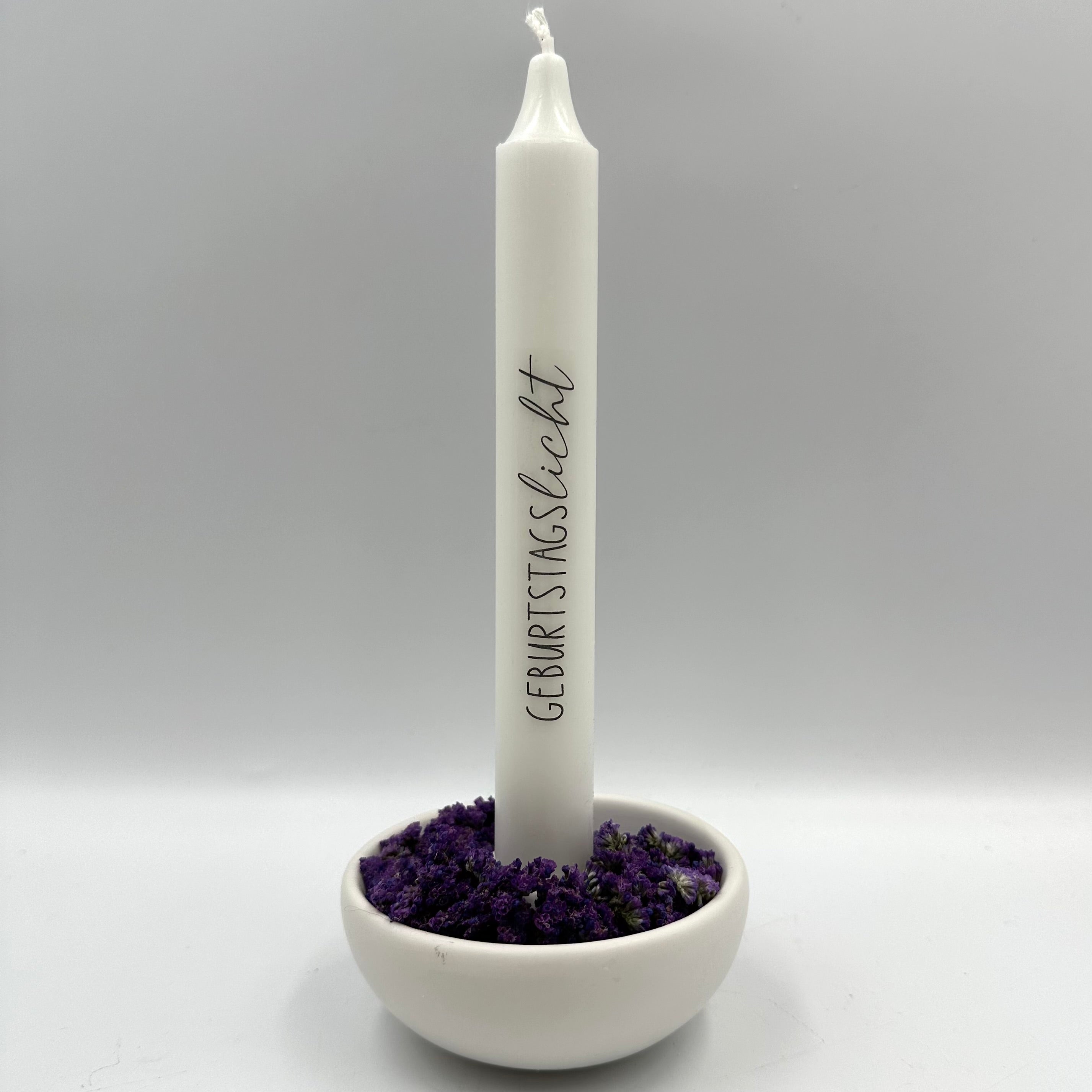 Kerze mit Kerzenhalter „Geburtstagslicht“